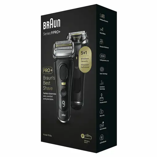 Braun Series 9 Pro+ 9510s Wet & Dry Máquina de afeitar de láminas Recortadora Negr