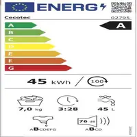 Cecotec Bolero Dresscode 7500 Inverter A lavadora Carga frontal 7 kg 1400 RPM Gris