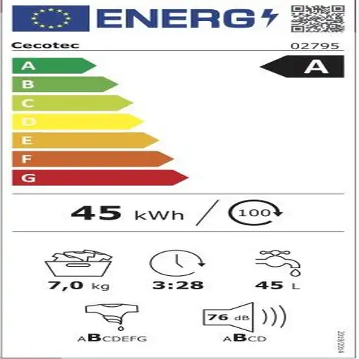 Cecotec Bolero Dresscode 7500 Inverter A lavadora Carga frontal 7 kg 1400 RPM Gris