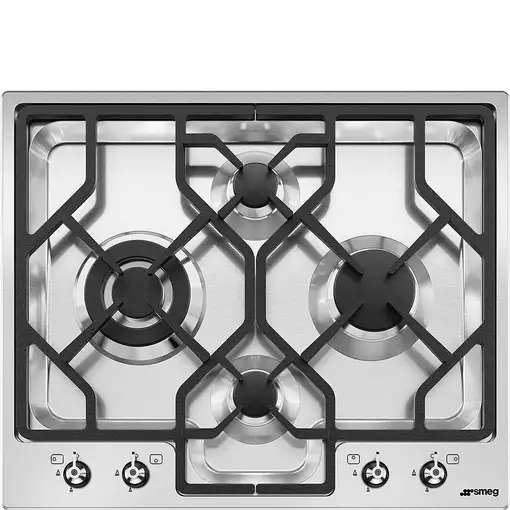 Smeg Classic PGF64-4 hobs Acero inoxidable Integrado 62 cm Encimera de gas 4 zona(