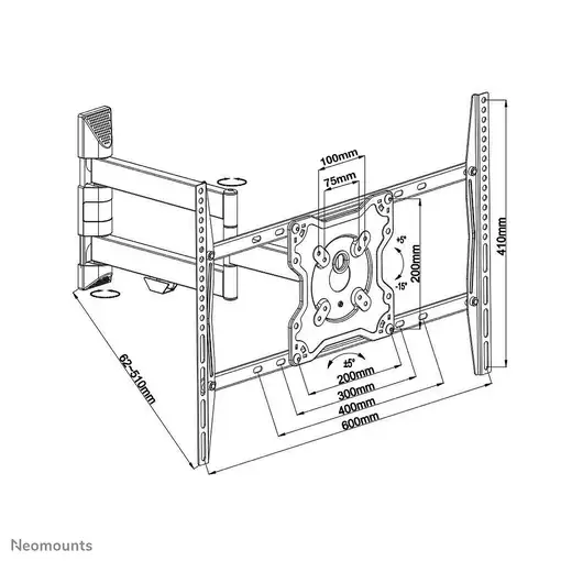 Neomounts FPMA-W460BLACK Soporte de pared para TV 42-70'' - movimiento completo