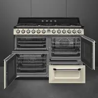 Smeg TR4110P1 cocina Cocina independiente Eléctrico Encimera de gas Negro, Crema d