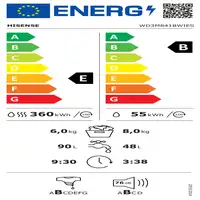 Hisense WD3M841BWIES lavadora-secadora Integrado Carga frontal Blanco E