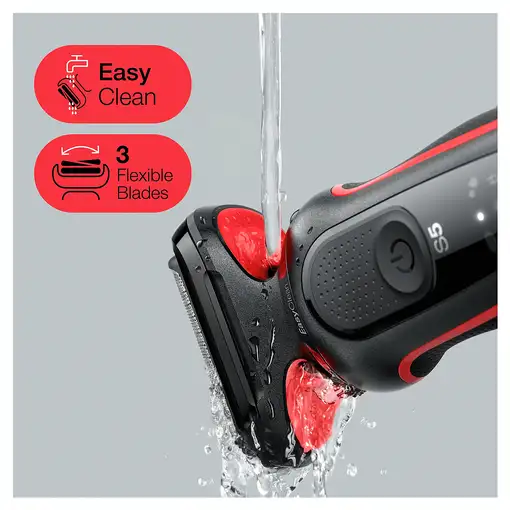 Braun Series 5 50-R1000s Máquina de afeitar de láminas Negro, Rojo