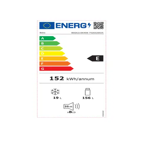 Beko BSSA210K4SN nevera combi Integrado 175 L E Blanco
