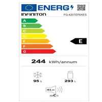 Infiniton FG-420TD76XES nevera combi Independiente 388 L E Acero inoxidable
