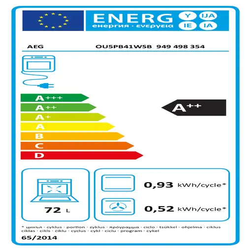 AEG Series 5000 OU5PB41WSB 72 L 3490 W Negro
