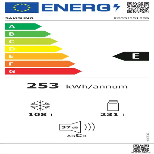 Samsung RB33J3515S9/EF nevera y congelador Independiente E Acero inoxidable