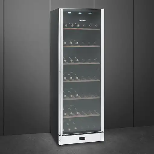 Smeg SCV115A enfriador de vino Nevera de vino Independiente Negro 197 botella(s)