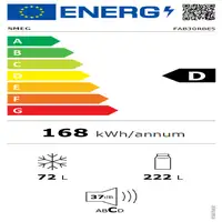 Smeg FAB30RBE5 nevera y congelador Independiente 294 L D Azul