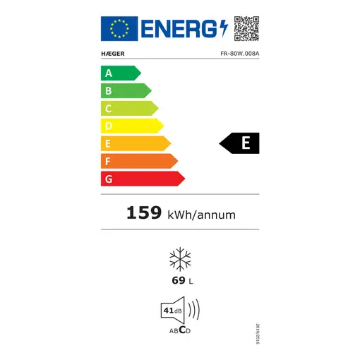 Haeger FR-80W.008A congelador Congelador vertical Independiente 69 L E Blanco