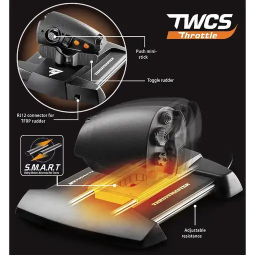 Thrustmaster T-16000M FCS Flight Pack Negro USB Palanca de mando Analógico/Digital