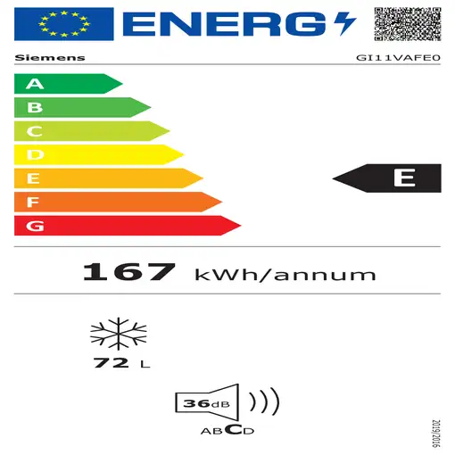 Siemens iQ500 GI11VAFE0 congelador Congelador vertical Integrado 72 L E Blanco
