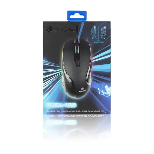 NGS GMX-125 ratón Juego Ambidextro USB tipo A Óptico 7200 DPI