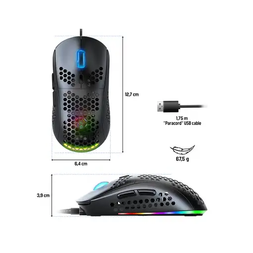 Spirit of Gamer PRO-M4 DARK ratón Juego mano derecha USB tipo A Óptico 12800 DPI