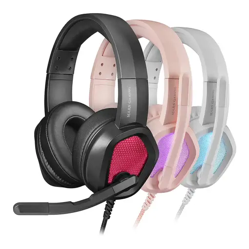 Mars Gaming MH320 Negro, Auriculares Gaming Neodimio, RGB Flow, Micrófono y Caja d