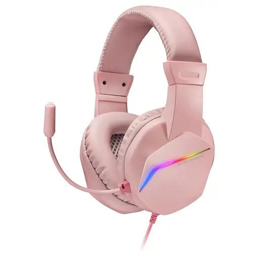 Mars Gaming MH122 Rosa, Cascos Gaming FRGB Over Ear con Micrófono, Sonido HiFi, Ca
