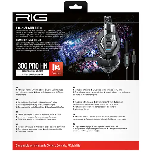 NACON RIG 300 PRO HN Auriculares Alámbrico Diadema Juego Negro