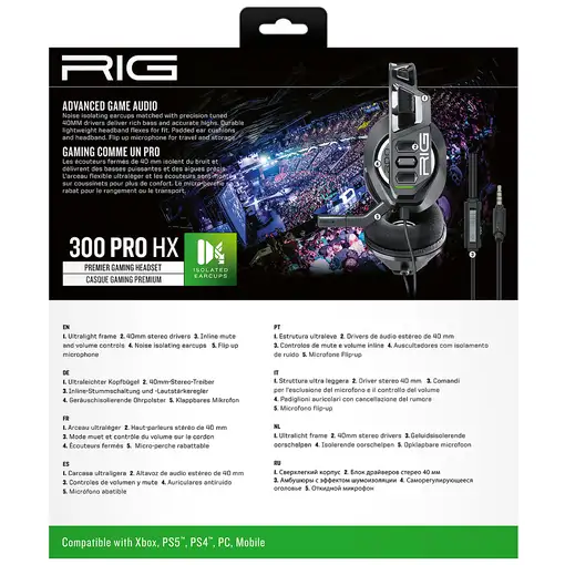 NACON RIG 300 PRO HX Auriculares Alámbrico Diadema Juego Negro