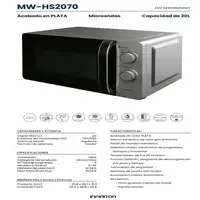 Microondas Infiniton MW-HS2070, 20 l, 700 W, Defrost, Plata