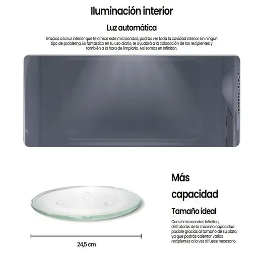 Microondas Infiniton MW-HS2070, 20 l, 700 W, Defrost, Plata