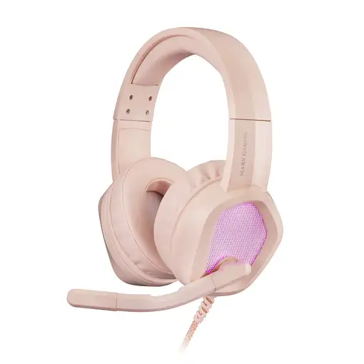 Mars Gaming MH320P Rosa, Auriculares Neodimio RGB Flow, Micrófono y Caja de Contro
