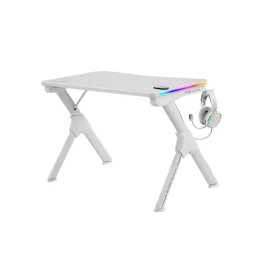 Mars Gaming MGDRGB, Mesa Ergonómica Gaming RGB, Soporte Auriculares y Bebida, Escr