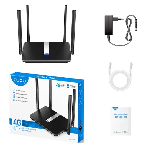 Cudy LT500 router inalámbrico Ethernet rápido Doble banda (2,4 GHz / 5 GHz) 4G Neg