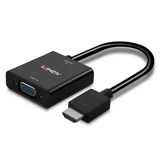 Lindy 38291 adaptador de cable de vídeo 0,1 m HDMI tipo A (Estándar) VGA (D-Sub) N