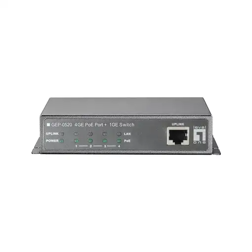 LevelOne Switch Gigabit Ethernet PoE de 8 puertos, 61.6W, 802.3af PoE, 4 Puertos P