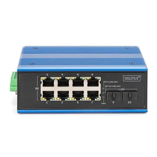 Digitus Conmutador PoE Gigabit Ethernet industrial de 8 + 2 puertos