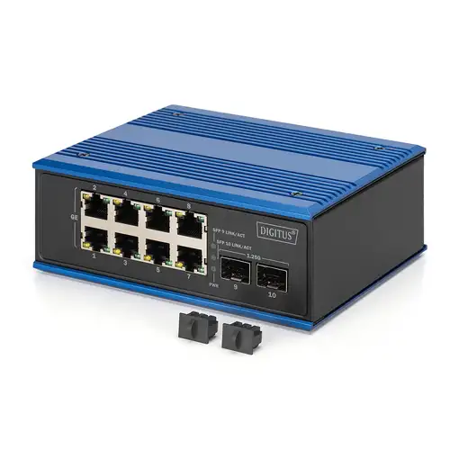 Digitus Conmutador PoE Gigabit Ethernet industrial de 8 + 2 puertos
