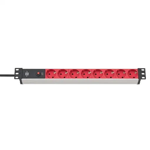 Brennenstuhl 1390007118 base múltiple 2 m 8 salidas AC Interior Negro, Rojo