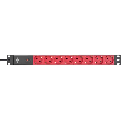 Brennenstuhl 1390007118 base múltiple 2 m 8 salidas AC Interior Negro, Rojo
