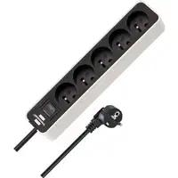 Brennenstuhl 1153254520 base múltiple 5 m 5 salidas AC Interior Negro, Blanco
