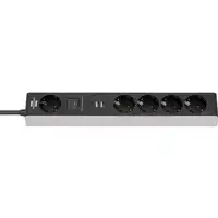 Brennenstuhl 1159780615 base múltiple 1,5 m 5 salidas AC Interior Negro, Gris