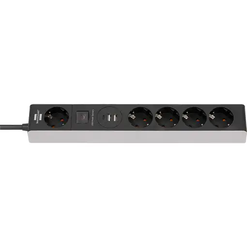 Brennenstuhl 1159780615 base múltiple 1,5 m 5 salidas AC Interior Negro, Gris