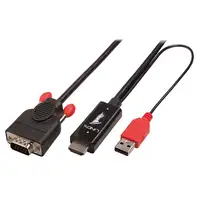 Lindy 41455 adaptador de cable de vídeo 1 m HDMI + USB VGA (D-Sub) Negro