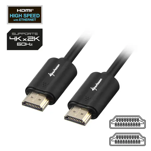 Sharkoon HDMI/HDMI 4K, 3m cable HDMI HDMI tipo A (Estándar) Negro