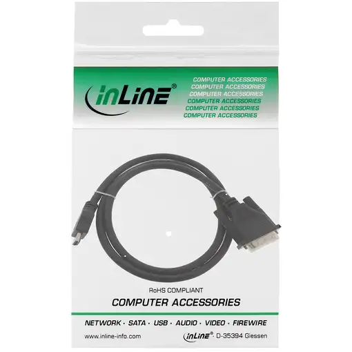 InLine 17659E adaptador de cable de vídeo 0,5 m HDMI DVI Negro