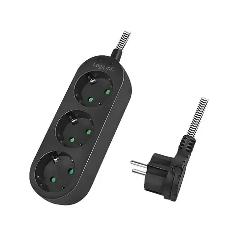 LogiLink LPS261 base múltiple 1,5 m 3 salidas AC Interior Negro, Blanco
