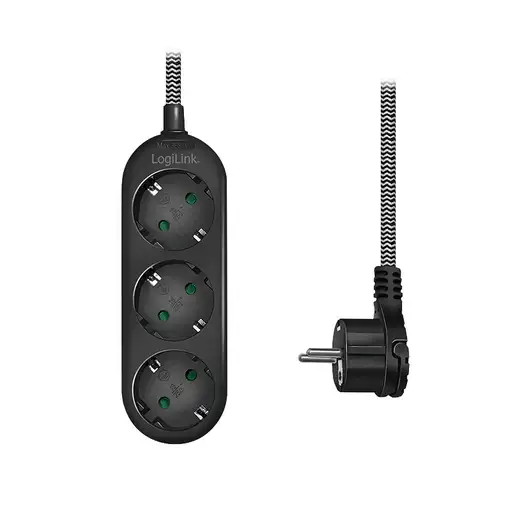 LogiLink LPS261 base múltiple 1,5 m 3 salidas AC Interior Negro, Blanco