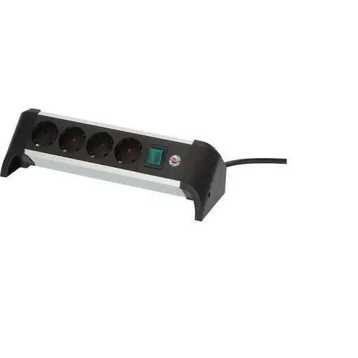 Brennenstuhl 1391040400 base múltiple 1,8 m 4 salidas AC Interior Negro, Plata