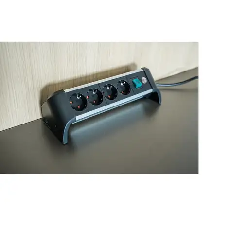 Brennenstuhl 1391040400 base múltiple 1,8 m 4 salidas AC Interior Negro, Plata