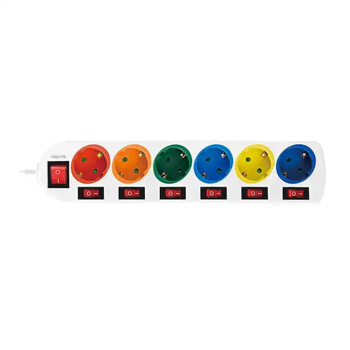 LogiLink LPS259 base múltiple 1,5 m 6 salidas AC Interior Blanco
