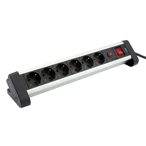 Olympia SL 2625 S base múltiple 1,5 m 6 salidas AC Interior Negro, Plata