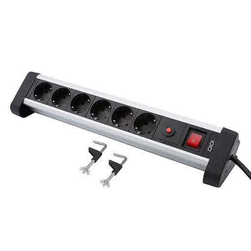Olympia SL 2625 S base múltiple 1,5 m 6 salidas AC Interior Negro, Plata