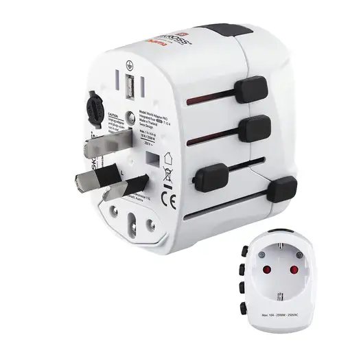 Hama World Travel Pro adaptador de enchufe eléctrico Universal Blanco