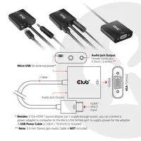 CLUB3D CAC-1302 adaptador de cable de vídeo 0,5 m HDMI tipo A (Estándar) VGA (D-Su