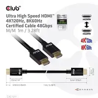 CLUB3D Ultra High Speed HDMI 4K120Hz, 8K60Hz Certified Cable 48Gbps M/M 1 m/3.28 f
